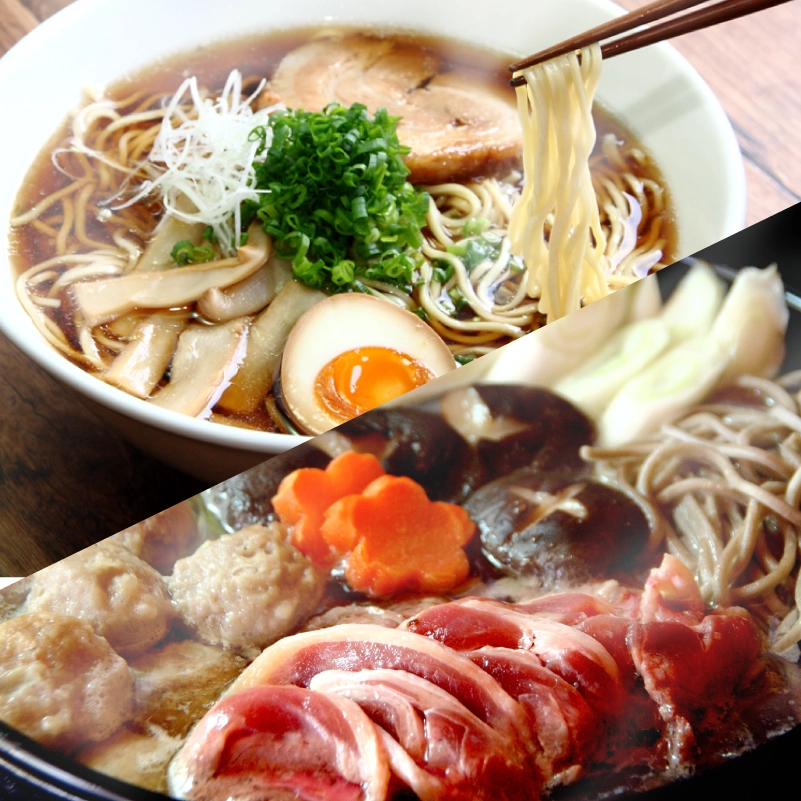 おそば屋さんの特製鴨鍋とこだわり拉麺セット(注文期間10月1日～12月15日)